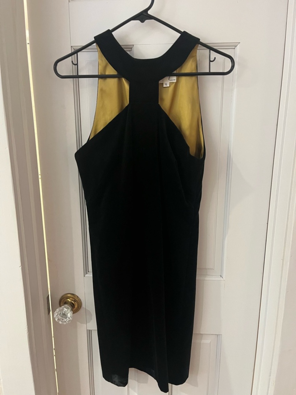 Milly Black Backless Sheath Dress with Gold Lining